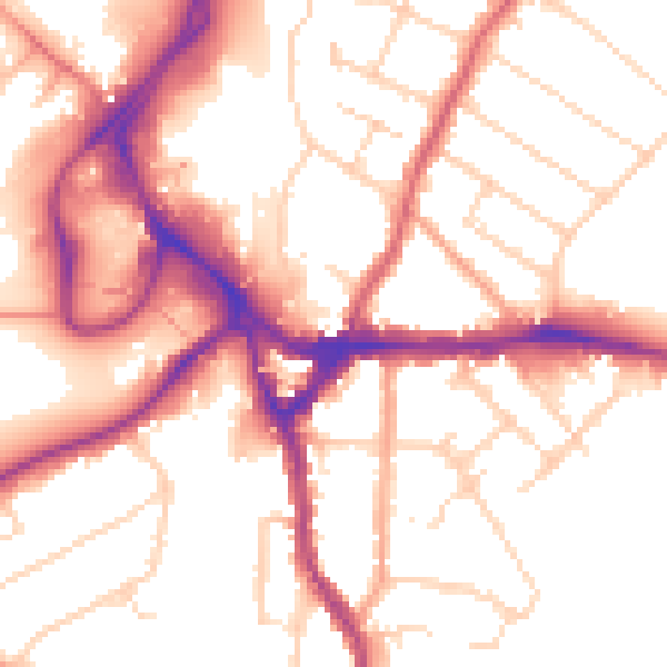 Daytime road noise heatmap for WD19 4BS