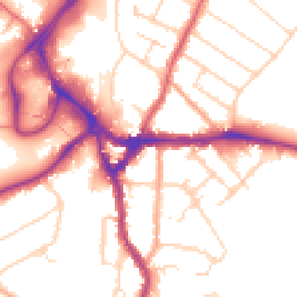 Daytime road noise heatmap for WD19 4BU