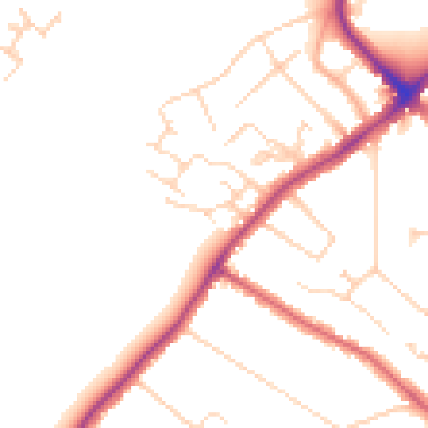 Daytime road noise heatmap for WD19 4BW