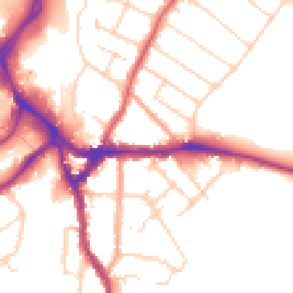 Daytime road noise heatmap for WD19 4BX