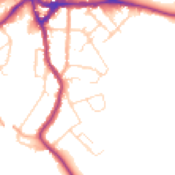 Daytime road noise heatmap for WD19 4BZ