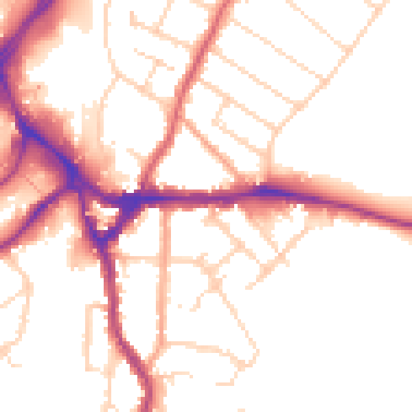 Daytime road noise heatmap for WD19 4DA