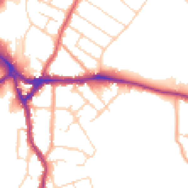 Daytime road noise heatmap for WD19 4DD