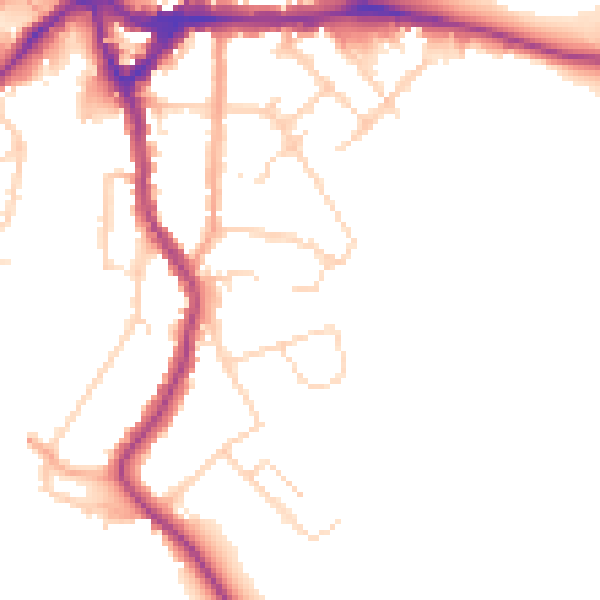 Daytime road noise heatmap for WD19 4DF
