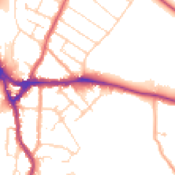Daytime road noise heatmap for WD19 4DG