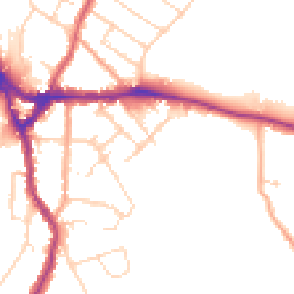 Daytime road noise heatmap for WD19 4DJ