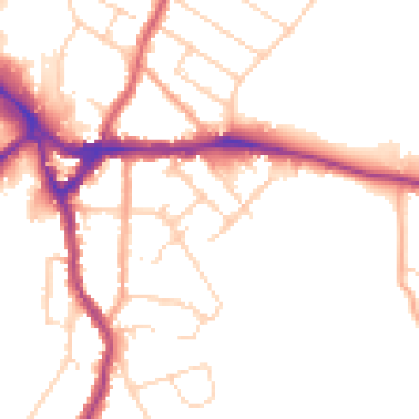 Daytime road noise heatmap for WD19 4DL