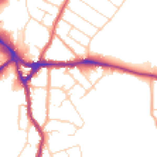 Daytime road noise heatmap for WD19 4DN