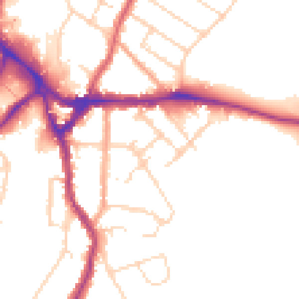 Daytime road noise heatmap for WD19 4DR
