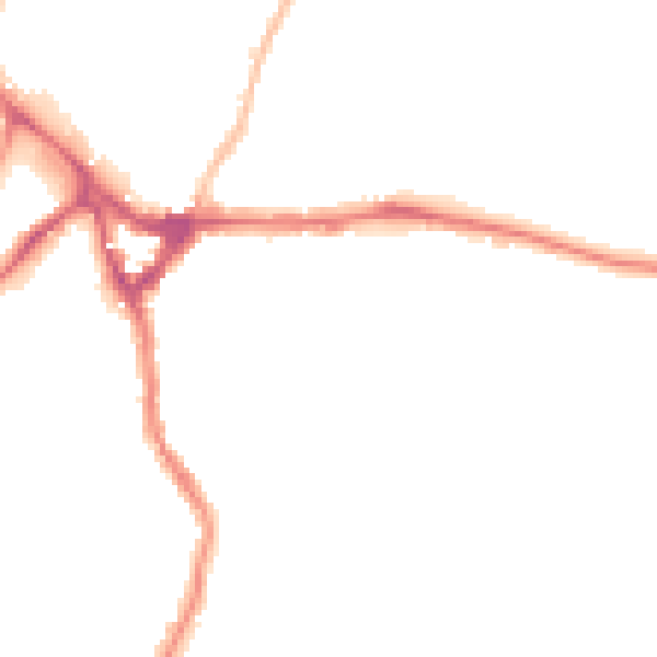 Night-time road noise heatmap for WD19 4DR