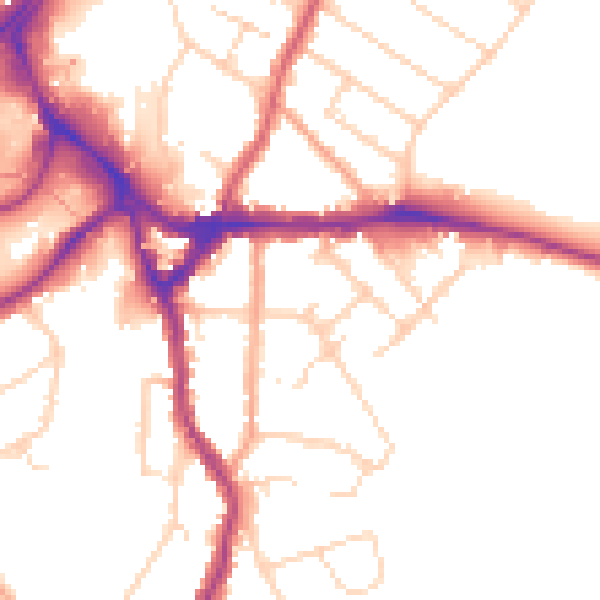 Daytime road noise heatmap for WD19 4DS