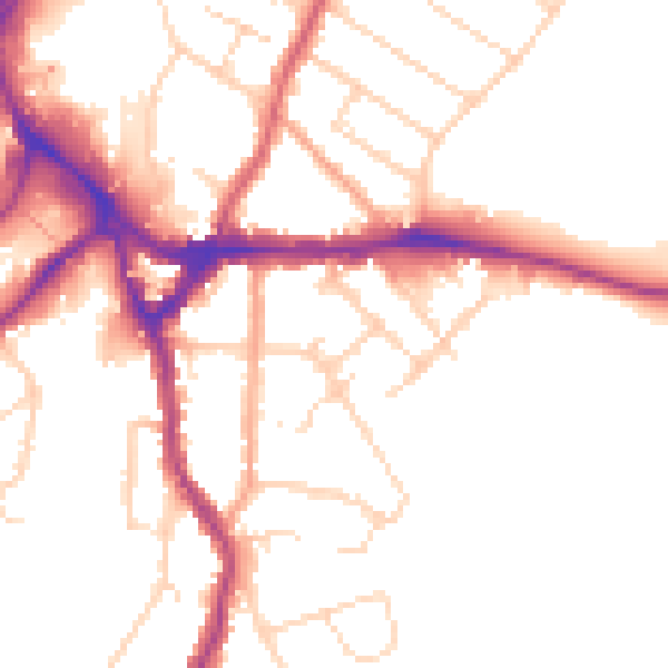 Daytime road noise heatmap for WD19 4DT