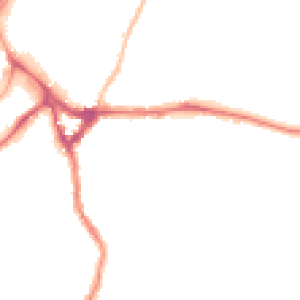 Night-time road noise heatmap for WD19 4DT