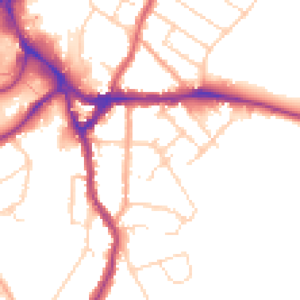 Daytime road noise heatmap for WD19 4DU