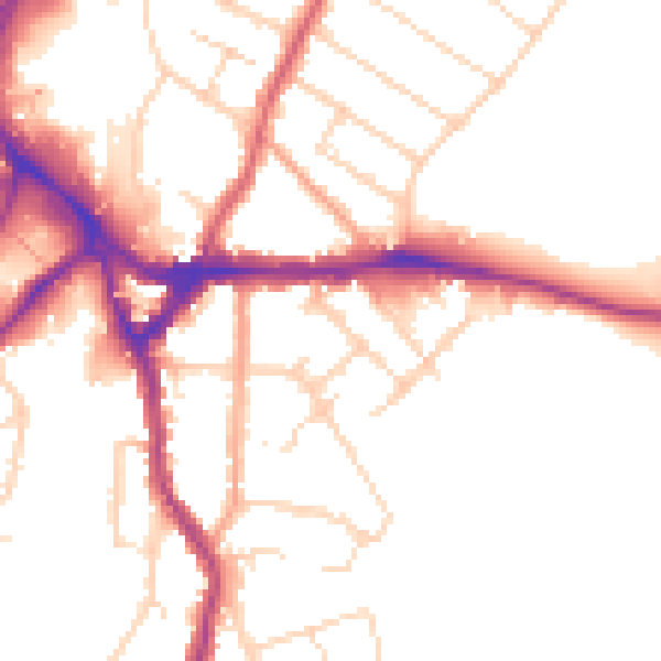 Daytime road noise heatmap for WD19 4DW