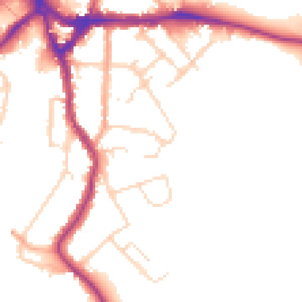 Daytime road noise heatmap for WD19 4FD