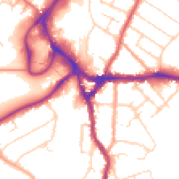 Daytime road noise heatmap for WD19 4FN