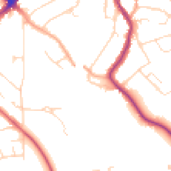 Daytime road noise heatmap for WD19 4FQ