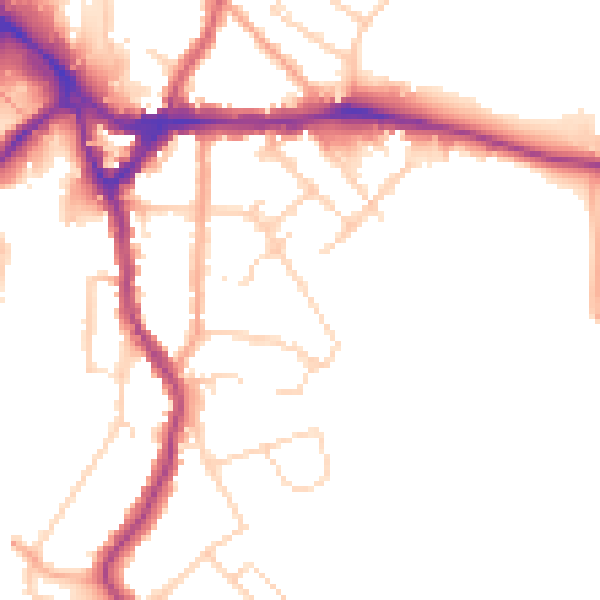 Daytime road noise heatmap for WD19 4GU
