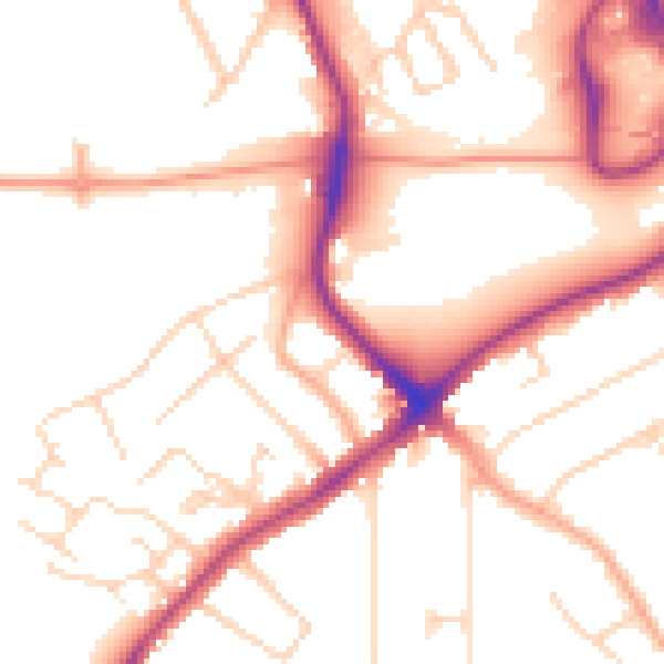 Daytime road noise heatmap for WD19 4HP