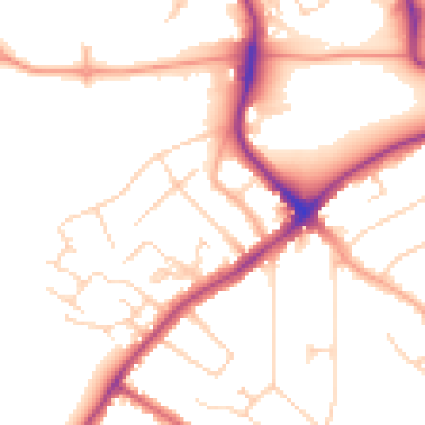 Daytime road noise heatmap for WD19 4JF