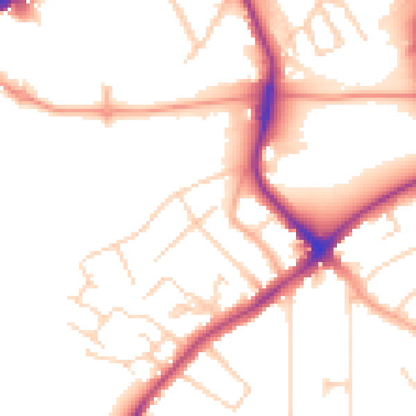 Daytime road noise heatmap for WD19 4JG