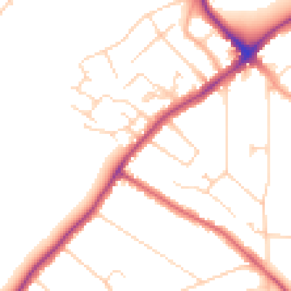 Daytime road noise heatmap for WD19 4JP