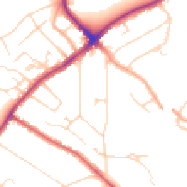 Daytime road noise heatmap for WD19 4LB
