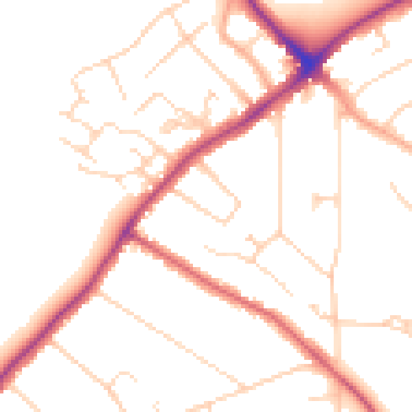 Daytime road noise heatmap for WD19 4LD