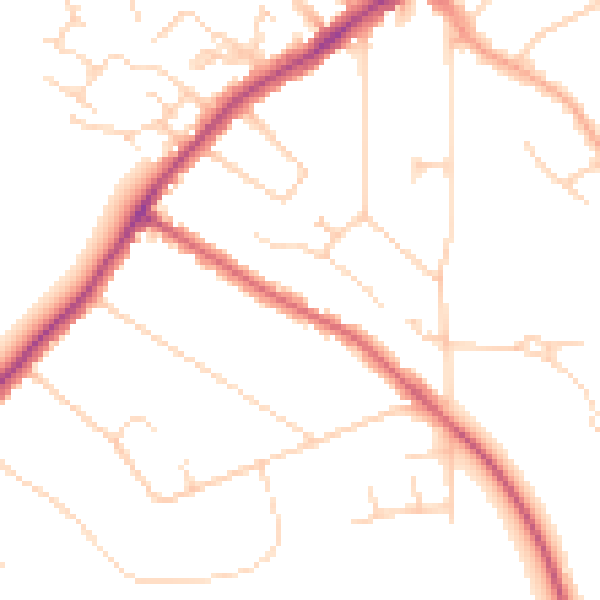 Daytime road noise heatmap for WD19 4LG
