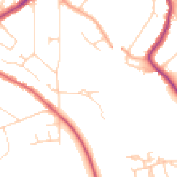 Daytime road noise heatmap for WD19 4NA