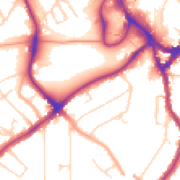 Daytime road noise heatmap for WD19 4QA