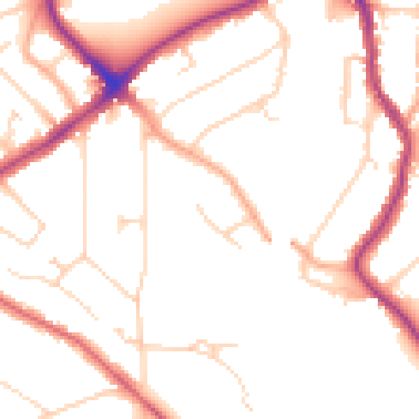 Daytime road noise heatmap for WD19 4QN