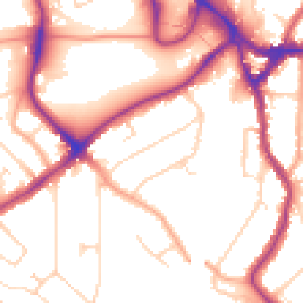 Daytime road noise heatmap for WD19 4QP