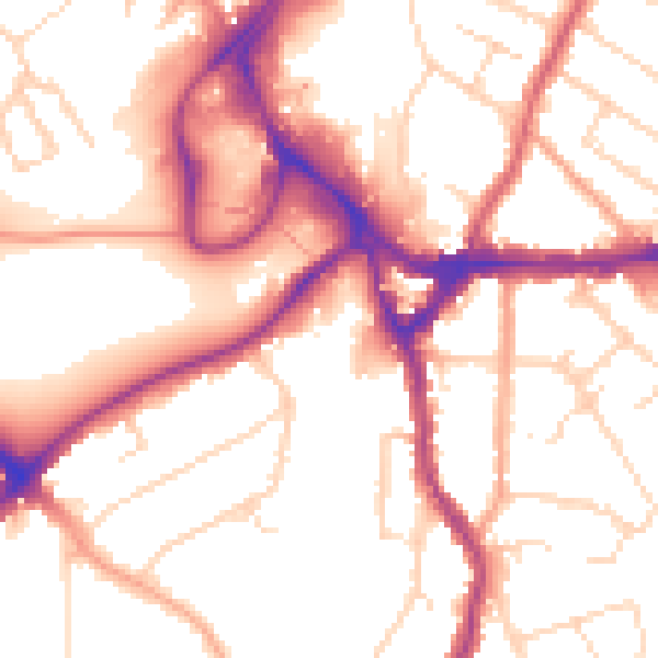 Daytime road noise heatmap for WD19 4QR