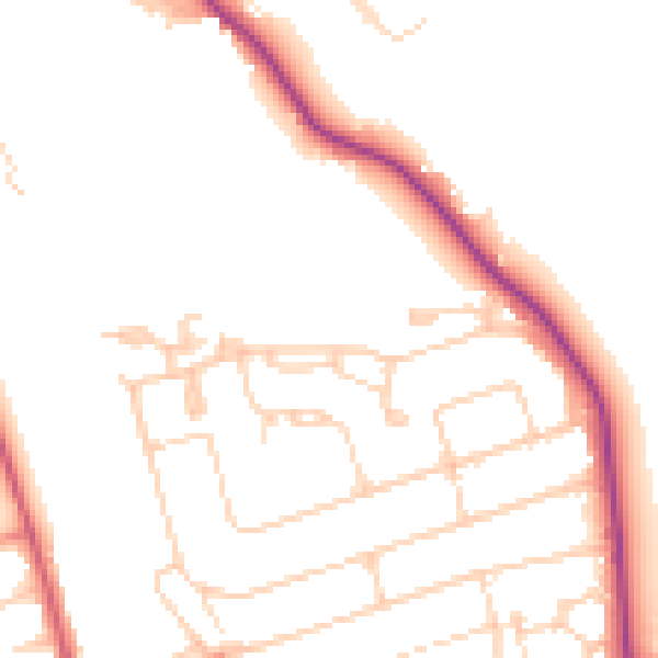 Daytime road noise heatmap for WD19 5AG