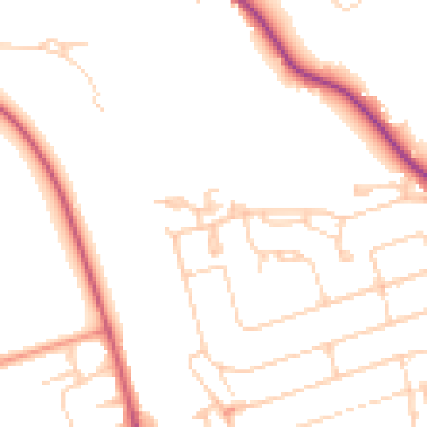 Daytime road noise heatmap for WD19 5AT