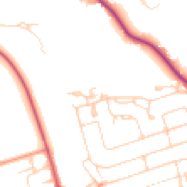 Daytime road noise heatmap for WD19 5AU