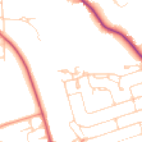 Daytime road noise heatmap for WD19 5AX