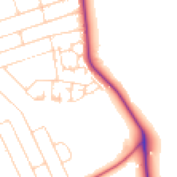 Daytime road noise heatmap for WD19 5BQ