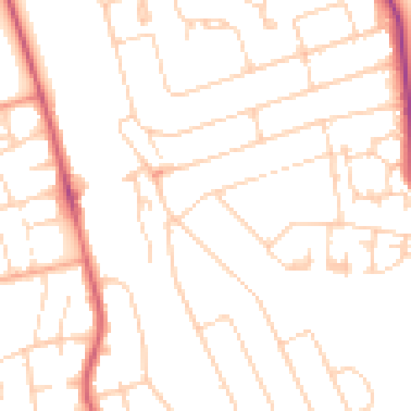 Daytime road noise heatmap for WD19 5BY
