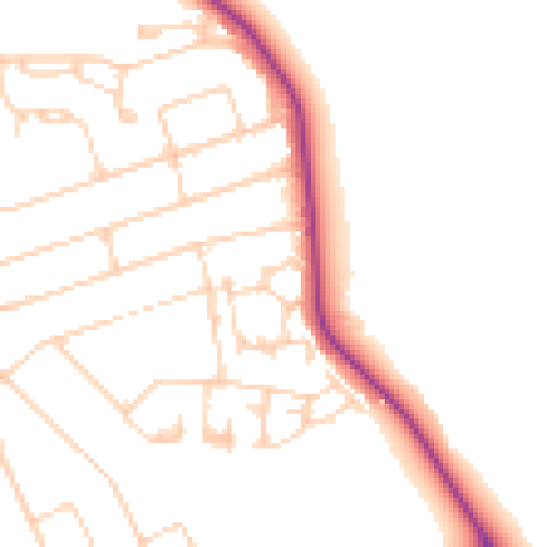 Daytime road noise heatmap for WD19 5BZ