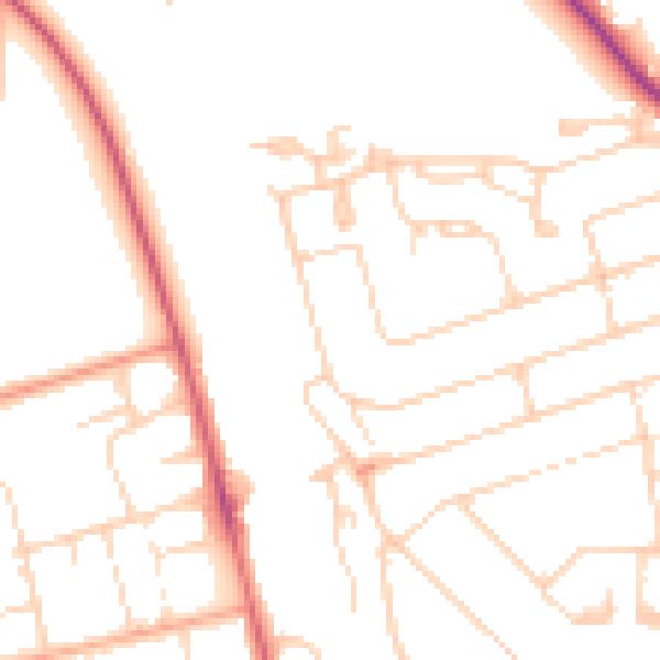 Daytime road noise heatmap for WD19 5EE