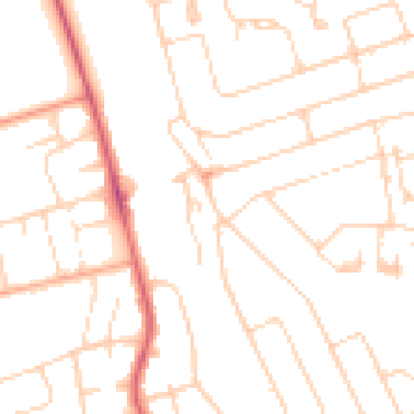 Daytime road noise heatmap for WD19 5EG