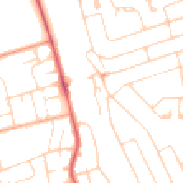 Daytime road noise heatmap for WD19 5EQ