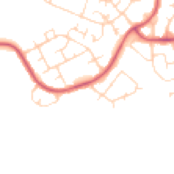 Daytime road noise heatmap for WD19 6AF
