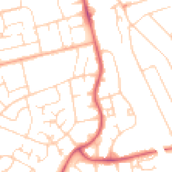 Daytime road noise heatmap for WD19 6RR
