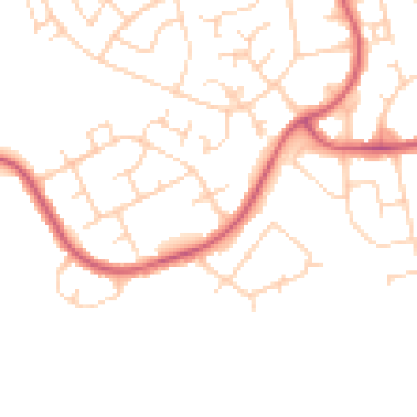 Daytime road noise heatmap for WD19 6TQ
