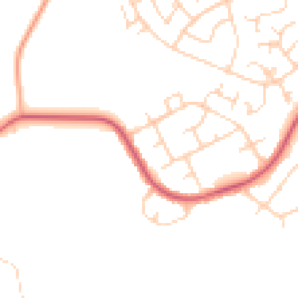 Daytime road noise heatmap for WD19 6UF