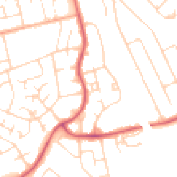 Daytime road noise heatmap for WD19 6XG